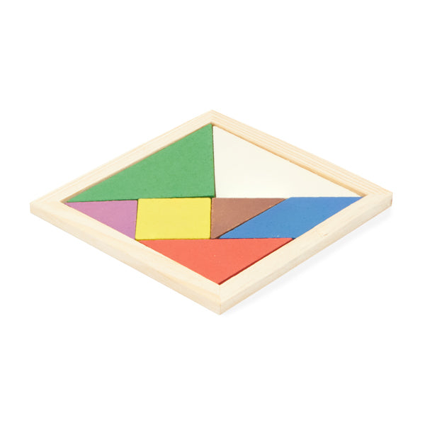 Puzzle Tangram realizado en madera natural con 7 | LEIS (JU0111)