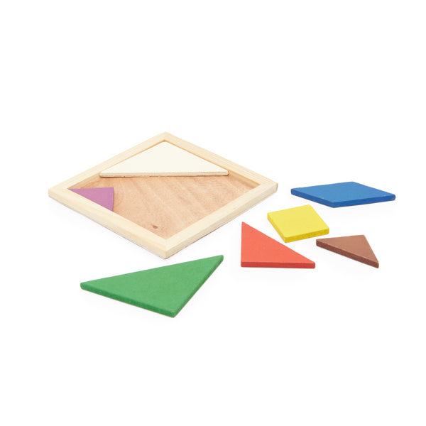 Puzzle Tangram realizado en madera natural con 7 | LEIS (JU0111)