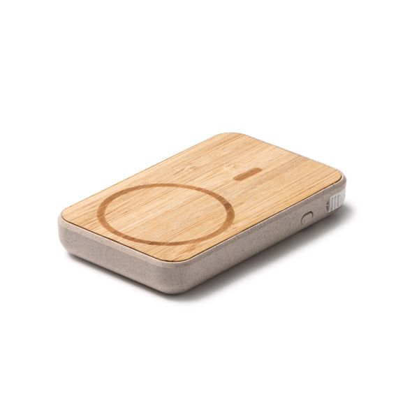 Batería externa de 5000 mAh con cuerpo de bambú y | BRENER (PB1054)