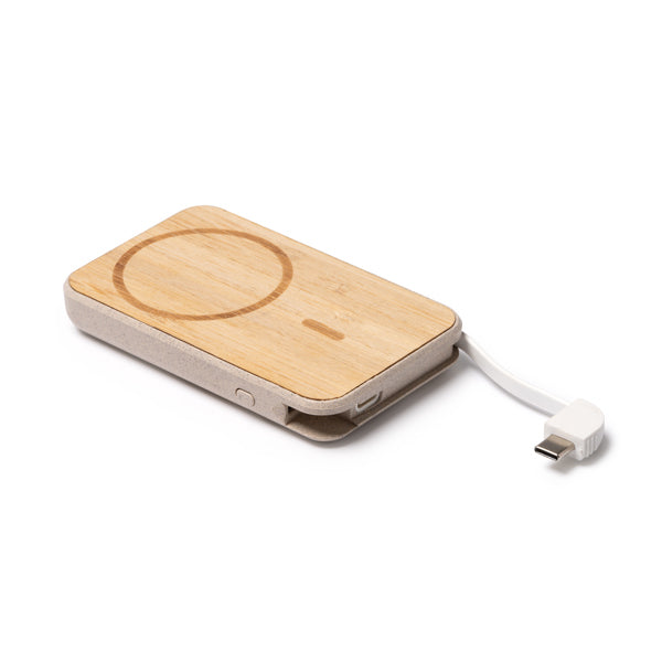 Batería externa de 5000 mAh con cuerpo de bambú y | BRENER (PB1054)