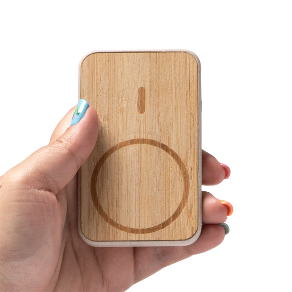 Batería externa de 5000 mAh con cuerpo de bambú y | BRENER (PB1054)