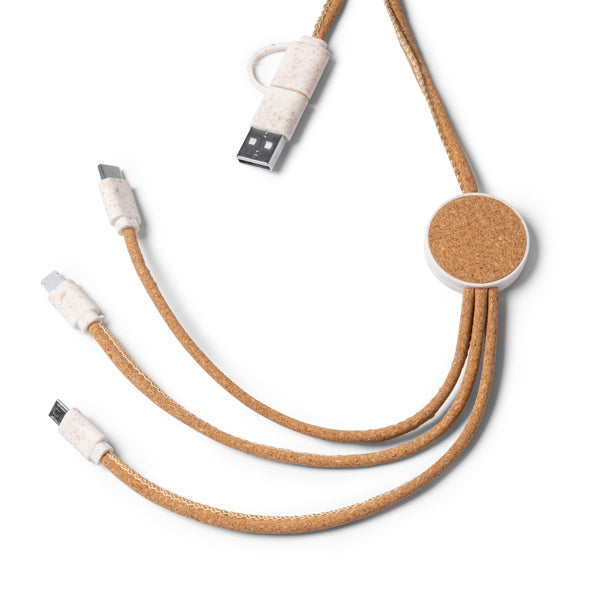 Cable cargador 5 en 1 con cuerpo de corcho y | METRIK (CR1094)