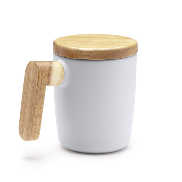 Taza de cerámica en acabado mate con tapa y asa | LOVET (TZ1130)