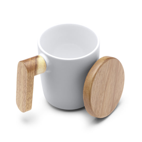Taza de cerámica en acabado mate con tapa y asa | LOVET (TZ1130)