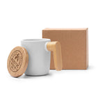 Taza de cerámica en acabado mate con tapa y asa | LOVET (TZ1130)