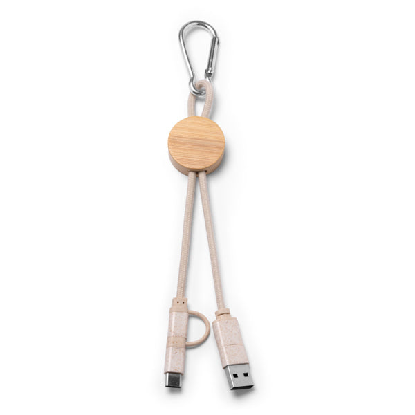 Cable 4 en 1 con cuerpo de bambú, cable en | POMBAS (IA1265)