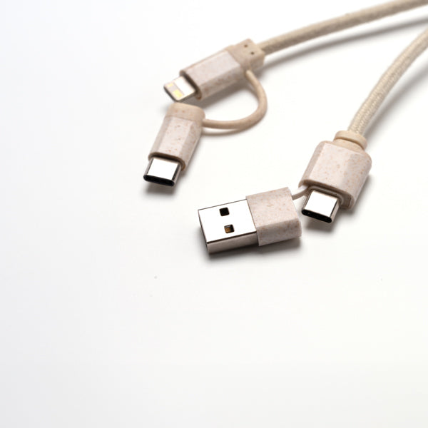 Cable 4 en 1 con cuerpo de bambú, cable en | POMBAS (IA1265)
