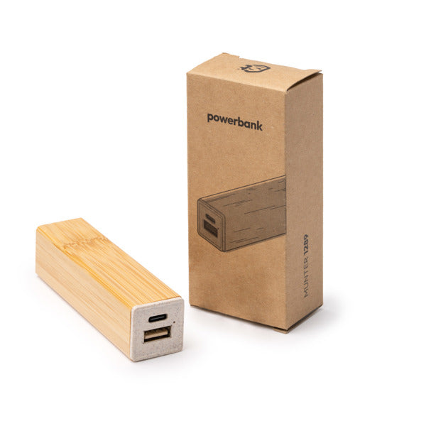 Batería externa con cuerpo de bambú y de fibra de | MUNTER (PB1289)