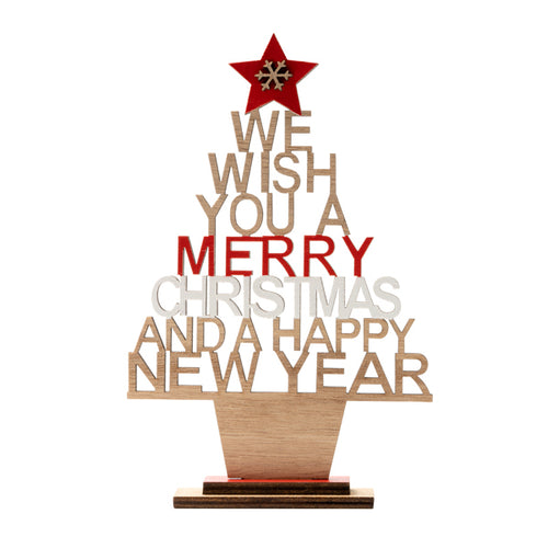 Árbol navideño realizado en madera con mensaje | TINSEL (XM1298)