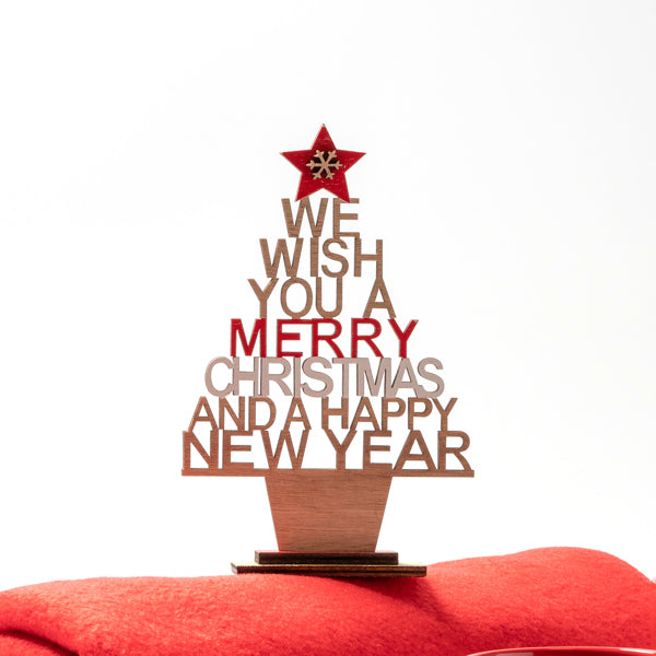 Árbol navideño realizado en madera con mensaje | TINSEL (XM1298)