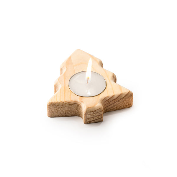 Vela en soporte de madera con diseños navideños: | MAKA (VL1312)