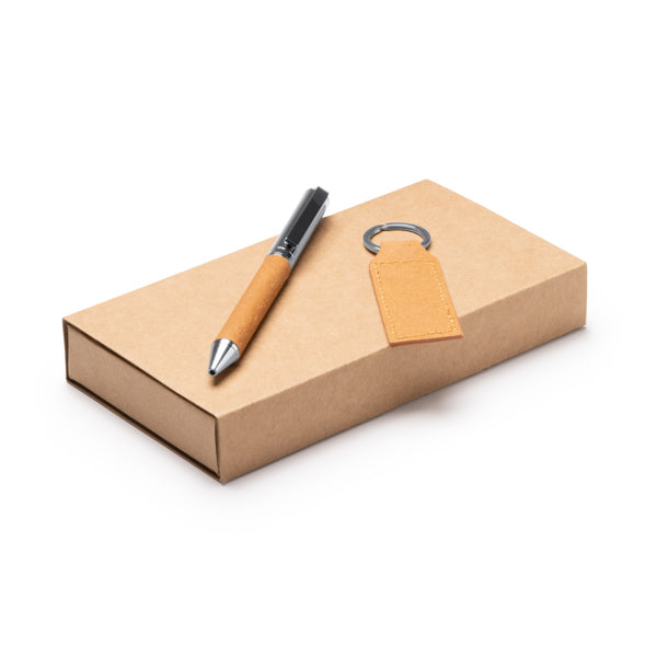 Set de bolígrafo y llavero de piel reciclada con | FEZ (HW1335)