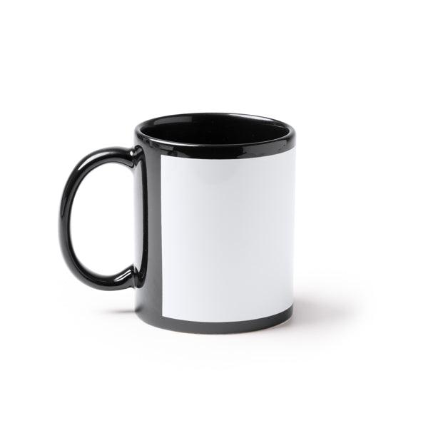 Taza negra de cerámica de 350ml con espacio en | LIXI (TZ1363)