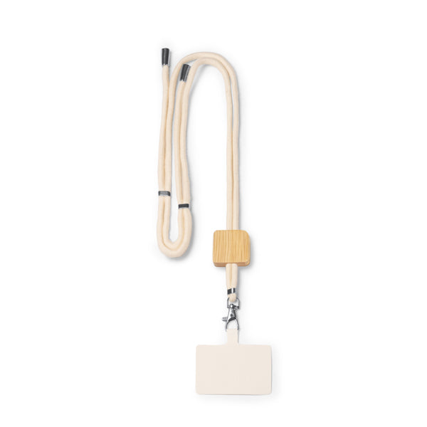 Lanyard portamóvil de algodón con detalle en | NIBIS (LY1398)