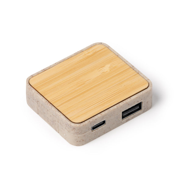 USB HUB con cuerpo fabricado en fibra de trigo y | CLUNI (IA1568)
