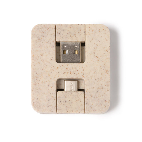 USB HUB con cuerpo fabricado en fibra de trigo y | CLUNI (IA1568)