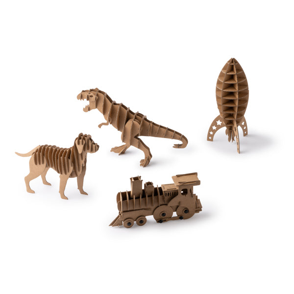 Puzzle 3D de cartón kraft con diseños variados: | FISAC (JU1575)