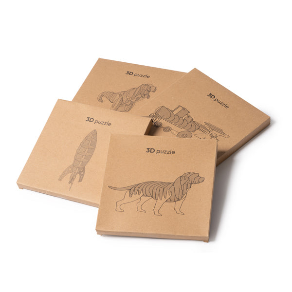 Puzzle 3D de cartón kraft con diseños variados: | FISAC (JU1575)
