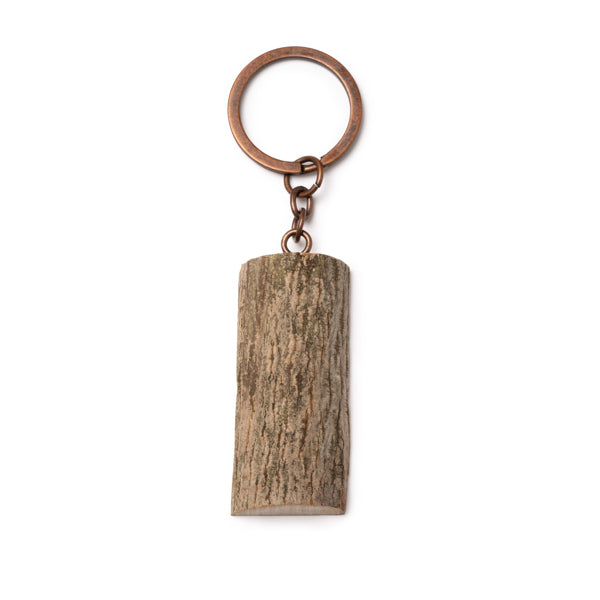 Llavero tronco de madera y anilla metálica | TOPAC (KO1605)