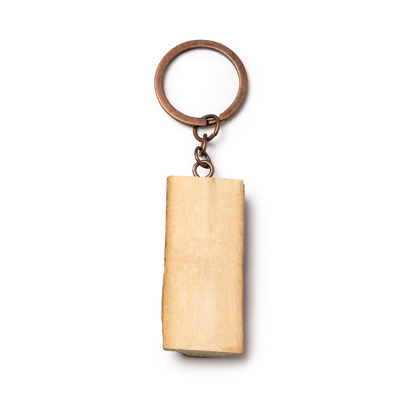 Llavero tronco de madera y anilla metálica | TOPAC (KO1605)