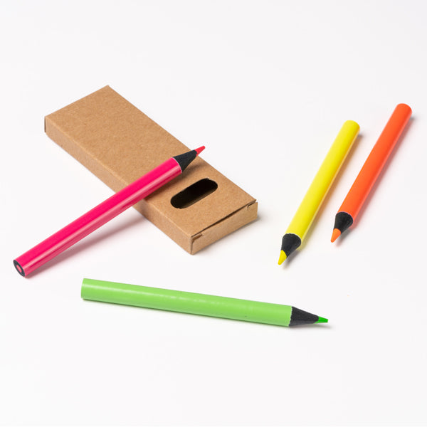 Set de 4 lápices en colores flúor con madera negra | MARGA (LA1763)