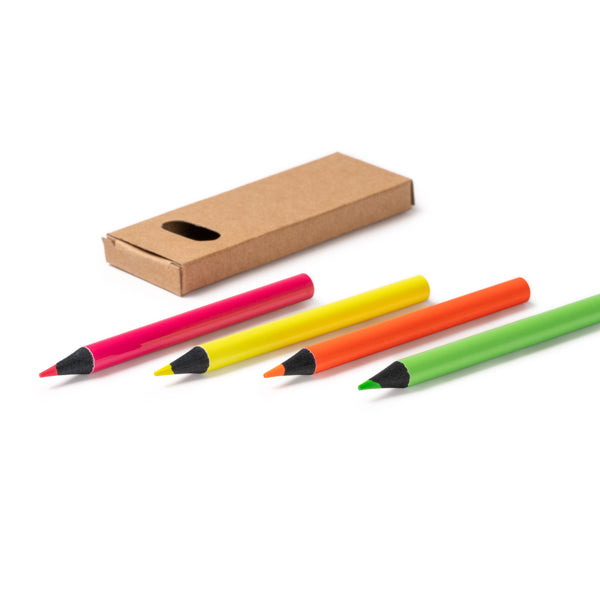 Set de 4 lápices en colores flúor con madera negra | MARGA (LA1763)