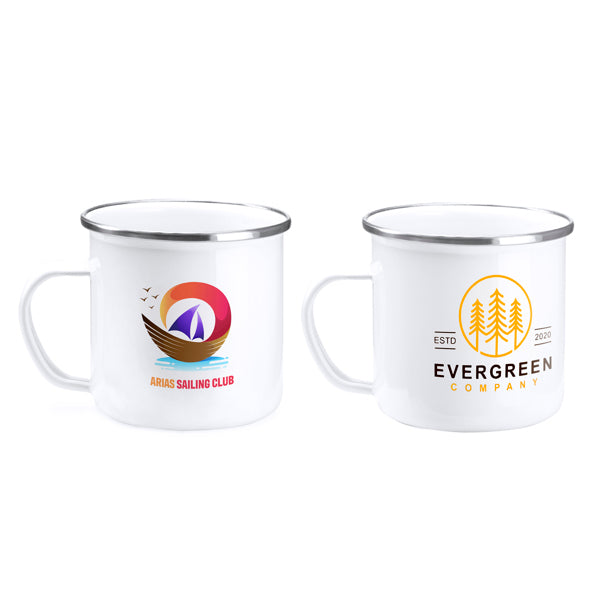 Fantástica taza metálica esmaltada con borde | DAMASCO (MD4014)