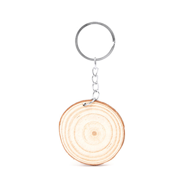 Llavero de corte de madera natural con anilla | BUDAN (KO4054)