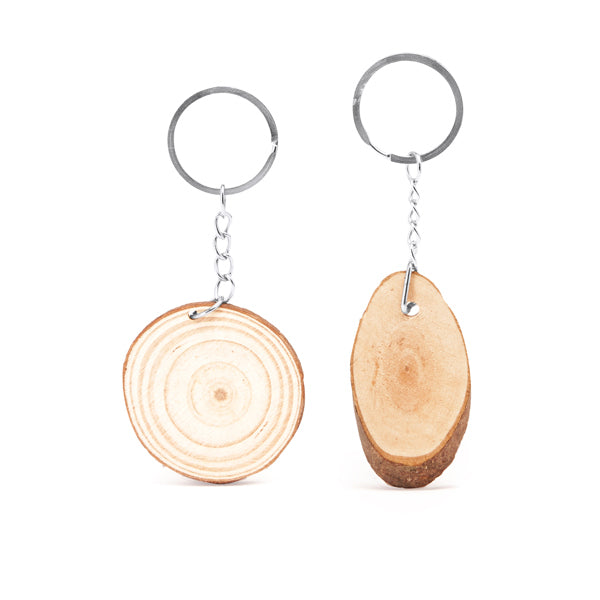 Llavero de corte de madera natural con anilla | BUDAN (KO4054)