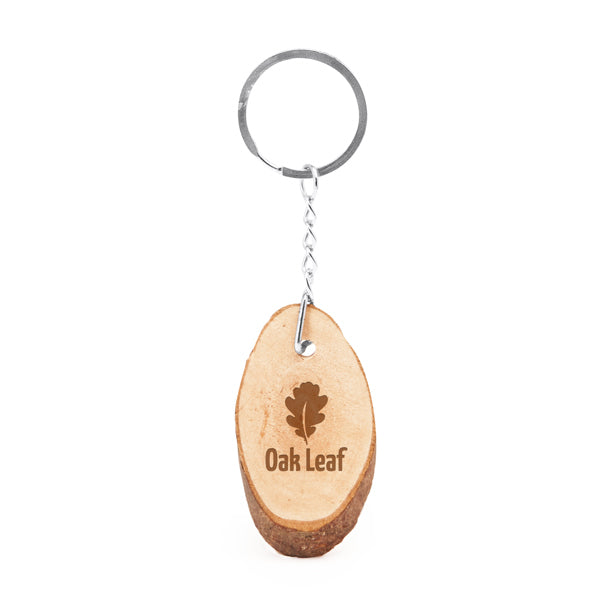 Llavero de corte de madera natural con anilla | BUDAN (KO4054)