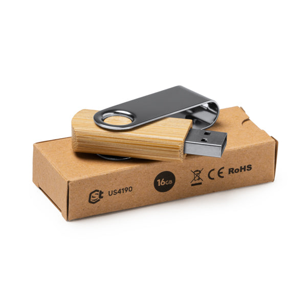 Memoria USB con cuerpo en bambú y clip giratorio | ULDON (US4190)