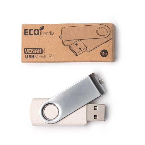 Memoria USB de fibra de trigo y clip giratorio | VENAK (US4194)