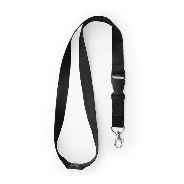 Lanyard de poliéster con mosquetón, hebilla y | GUEST (LY7054)