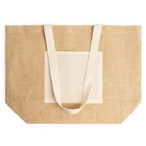 Bolsa de yute laminado con bolsillo frontal y | GAVIA (BO7099)