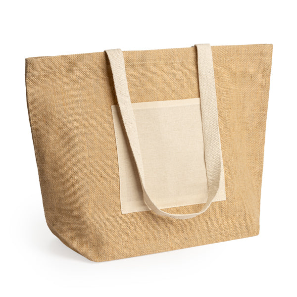 Bolsa de yute laminado con bolsillo frontal y | GAVIA (BO7099)