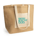 Bolsa de yute laminado con bolsillo frontal y | GAVIA (BO7099)