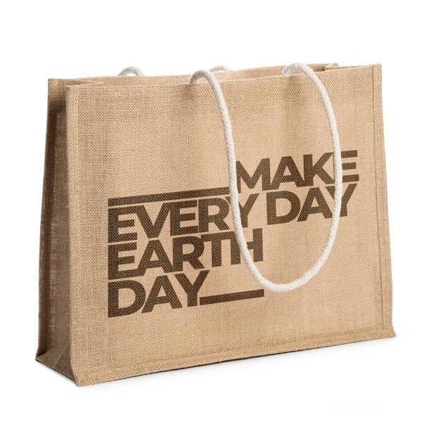 Bolsa de playa rectangular de yute con asas de | STERNA (BO7555)