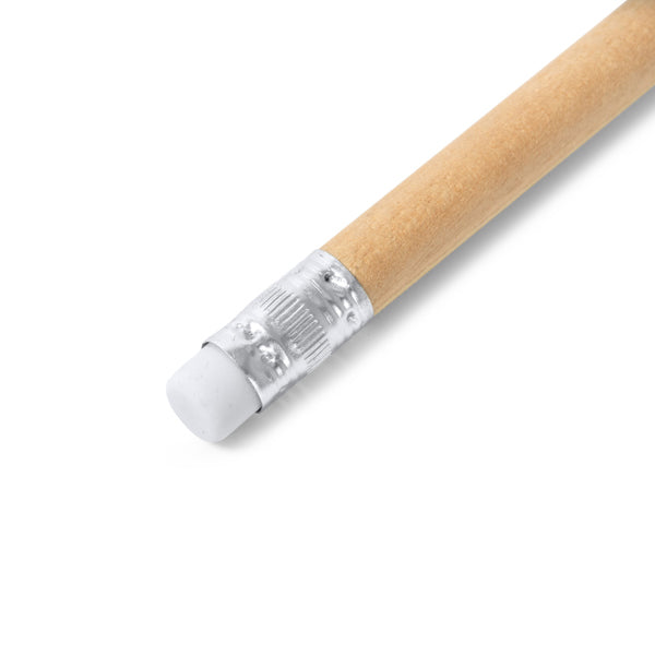 Mini lápiz de madera en acabado natural con goma | MATA (HW8003)