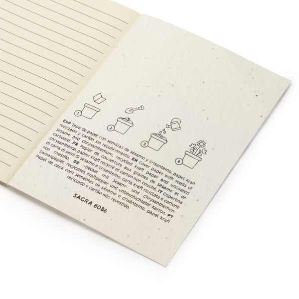 Libreta A6 con cubiertas de papel reciclado y | SAGRA (NB8086)